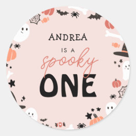 Modern schattig spooky een halloween eerste verjaa ronde sticker