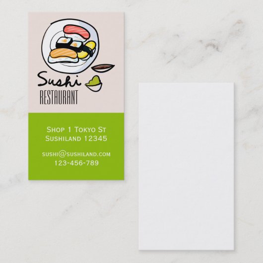 Modern schattig Sushi restaurant of horeca bedrijf Visitekaartje (Voorkant / Achterkant)