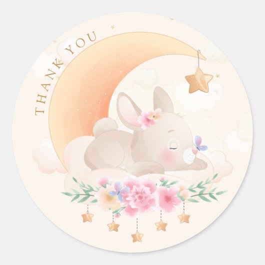 Modern schattig Waterverf konijntje Baby shower da Ronde Sticker (Voorkant)