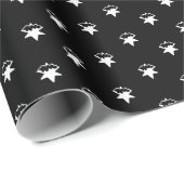 Modern schattig zwart wit sneeuw sterren kerst cadeaupapier (Rol Hoek)