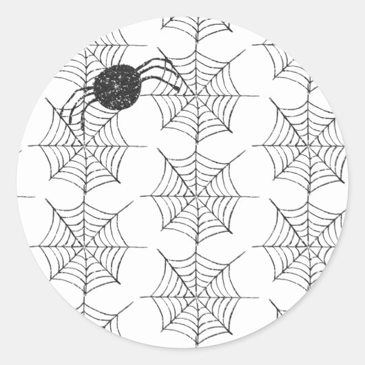 Modern Schattig Zwart Wit Spinnenweb Halloween Ronde Sticker (Voorkant)