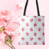 Modern Schattige aardbeienontwerp Tote Bag