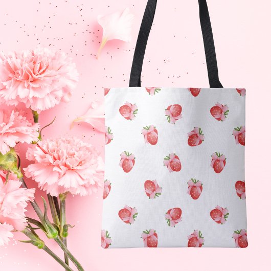 Modern Schattige aardbeienontwerp Tote Bag