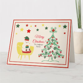 Modern Schattige Beer Stars Rood Script Vrolijk ke Kaart