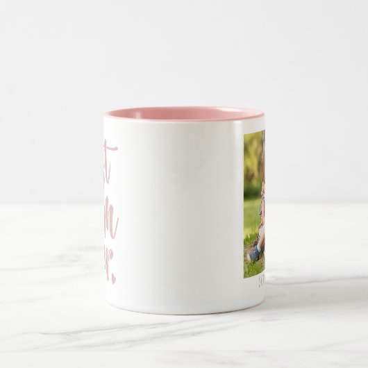 Modern Schattige Beste Moeder Ooit Kinder Namen Fo Tweekleurige Koffiemok (Center)