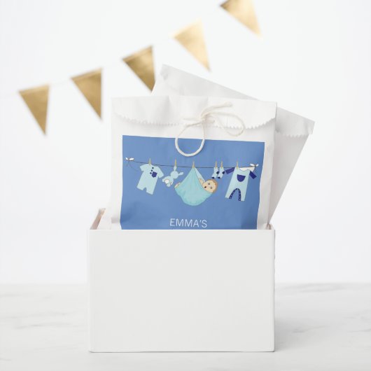 Modern Schattige Blauw Clothesline Boy Baby shower Bedankzakje (Feest)