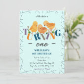 Modern Schattige Chicken Family Boy 1e Verjaardag Kaart (Staand voorkant)