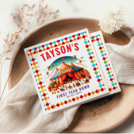 Modern Schattige Circus Carnaval 1e verjaardag Servet