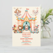 Modern Schattige Circus Carnaval Festival Baby sho Kaart (Staand voorkant)