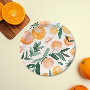 Modern Schattige Citrus Sinaasappel Baby shower Papieren Bordje