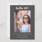 Modern Schattige Eenvoudig Zwart 40e Verjaardagsfe Kaart (Voorkant)