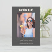 Modern Schattige Eenvoudig Zwart 40e Verjaardagsfe Kaart (Staand voorkant)