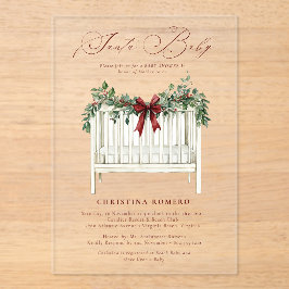 Modern Schattige Elegant Santa Baby Baby shower Acryl Uitnodigingen