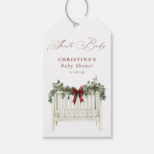 Modern Schattige Elegant Santa Baby Baby shower Cadeaulabel (Voorkant)