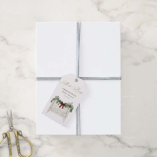 Modern Schattige Elegant Santa Baby Baby shower Cadeaulabel (Met Touw)