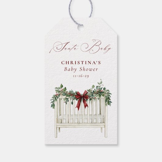 Modern Schattige Elegant Santa Baby Baby shower Cadeaulabel (Achterkant)