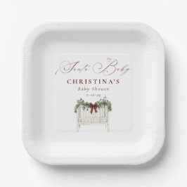 Modern Schattige Elegant Santa Baby Baby shower Papieren Bordje