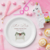 Modern Schattige Elegant Santa Baby Baby shower Papieren Bordje (Feest)