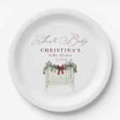 Modern Schattige Elegant Santa Baby Baby shower Papieren Bordje (Voorkant)