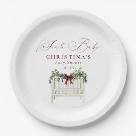 Modern Schattige Elegant Santa Baby Baby shower Papieren Bordje