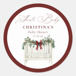 Modern Schattige Elegant Santa Baby Baby shower Ronde Sticker