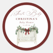 Modern Schattige Elegant Santa Baby Baby shower Ronde Sticker (Voorkant)