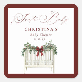 Modern Schattige Elegant Santa Baby Baby shower Vierkante Sticker