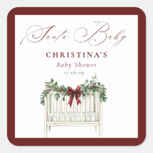Modern Schattige Elegant Santa Baby Baby shower Vierkante Sticker