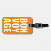 Modern Schattige Funny Bold bon voyage Neon Sinaas Bagagelabel (Voorkant horizontaal)