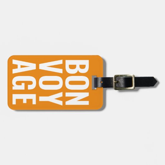 Modern Schattige Funny Bold bon voyage Neon Sinaas Bagagelabel (Voorkant horizontaal)