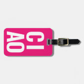 Modern Schattige Funny Bold Ciao Neon Pink Bagagelabel (Voorkant horizontaal)