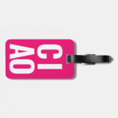 Modern Schattige Funny Bold Ciao Neon Pink Bagagelabel (Achterkant horizontaal)