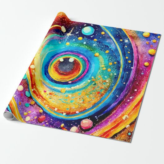 MODERN SCHATTIGE GALAXY PLANET ONTWERP CADEAUPAPIER (Uitgerold)