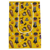 Modern Schattige Geel Halloween Cartoon Patroon Ki Medium Cadeauzakje (Achterkant)