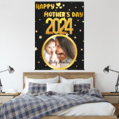Modern Schattige Golden Happy Moederdag Foto Zwart Canvas Afdruk (Insitu (Slaapkamer))