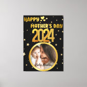 Modern Schattige Golden Happy Moederdag Foto Zwart Canvas Afdruk (Voorkant)