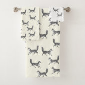 Modern  Schattige grijs Fox Pattern op Ivoor Bad Handdoek (Insitu)