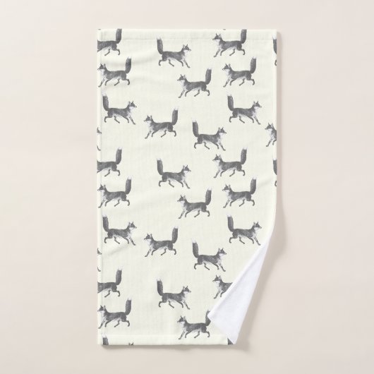 Modern  Schattige grijs Fox Pattern op Ivoor Bad Handdoek (Handdoek)