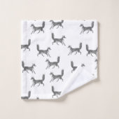 Modern  Schattige grijs Fox Pattern op Ivoor Bad Handdoek (Wasdoekje)