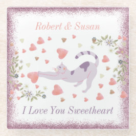 Modern Schattige Ik hou van je Red Hearts Valentij Glazen Onderzetter