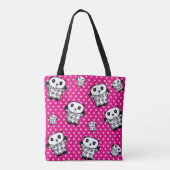 Modern Schattige Kawaii Panda Beer Roze Polka Dot Tote Bag (Achterkant)