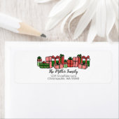 Modern Schattige kleurrijk kerstretouradres Etiket (Insitu)