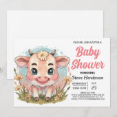 Modern Schattige Land Boerderij Koe Baby shower Kaart (Voorkant / Achterkant)