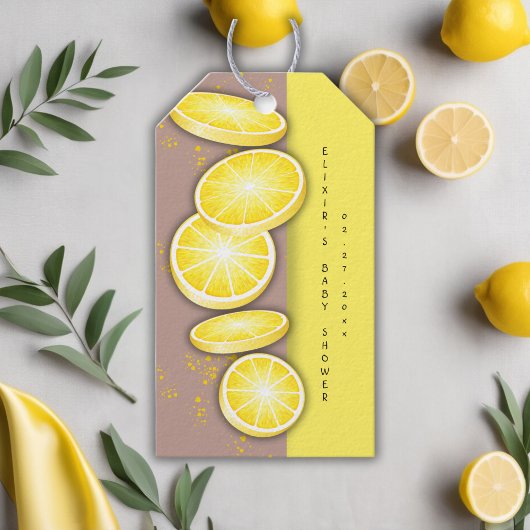 Modern Schattige Lemon Slice Sprinkle Baby shower Cadeaulabel