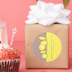 Modern Schattige Lemon Slice Sprinkle Baby shower Ronde Sticker