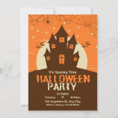 Modern Schattige Levendig Sinaasappel Haunted Hous Kaart (Voorkant)