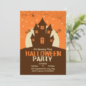 Modern Schattige Levendig Sinaasappel Haunted Hous Kaart (Staand voorkant)