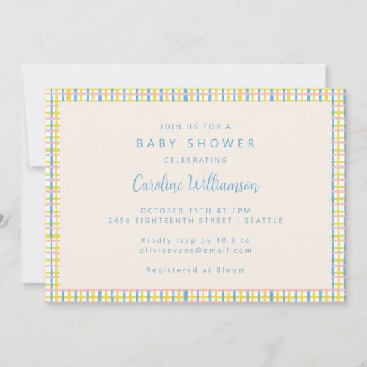 Modern  Schattige pastel Baby shower Kaart (Voorkant)