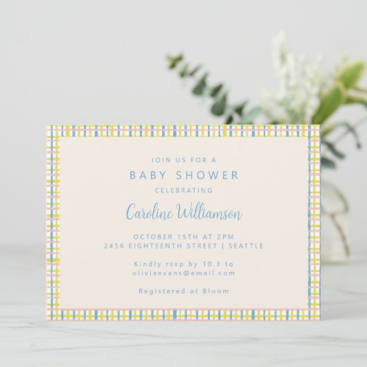 Modern Schattige pastel Baby shower Kaart (Staand voorkant)