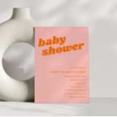 Modern Schattige pastel roze Sinaasappel Retro Bab Kaart